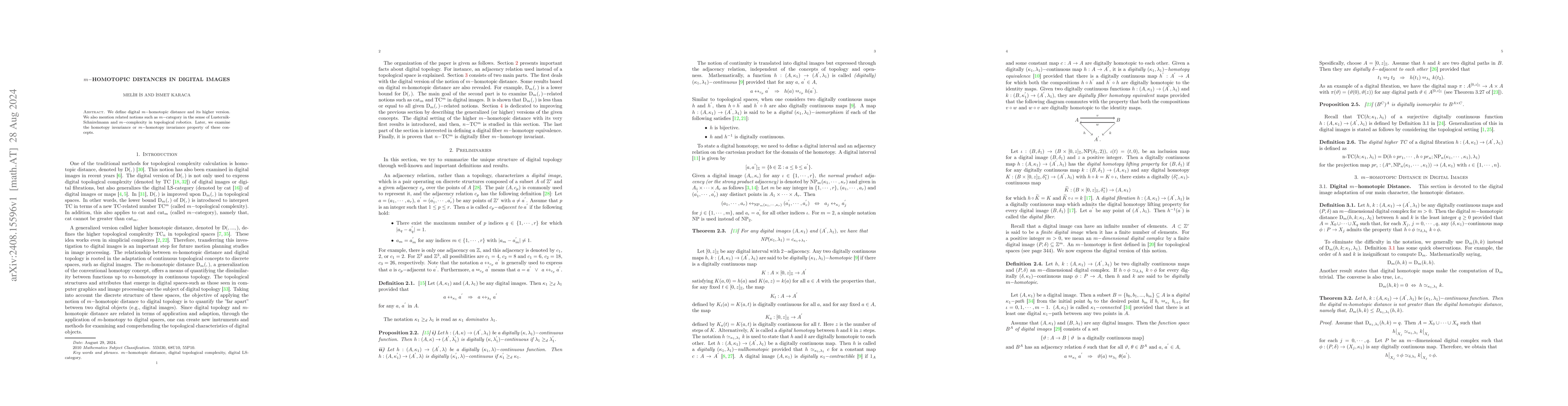 Thumbnail for $m-$homotopic Distances in Digital Images