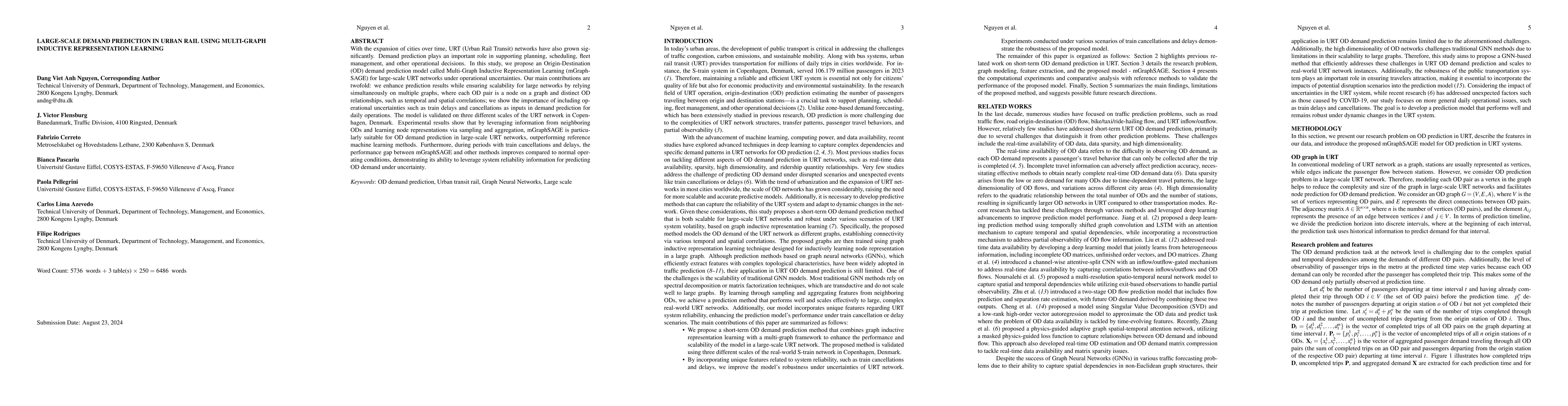 Thumbnail for Large-Scale Demand Prediction in Urban Rail using Multi-Graph Inductive
  Representation Learning