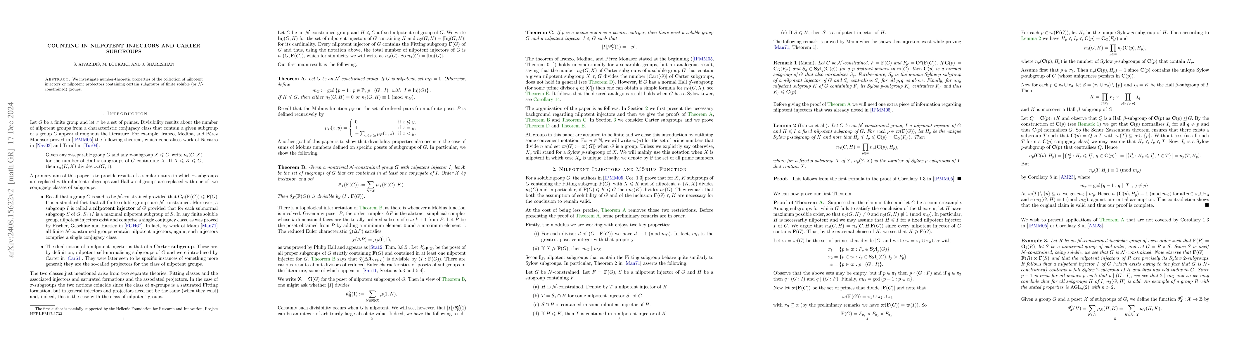 Thumbnail for Counting in nilpotent injectors and Carter subgroups