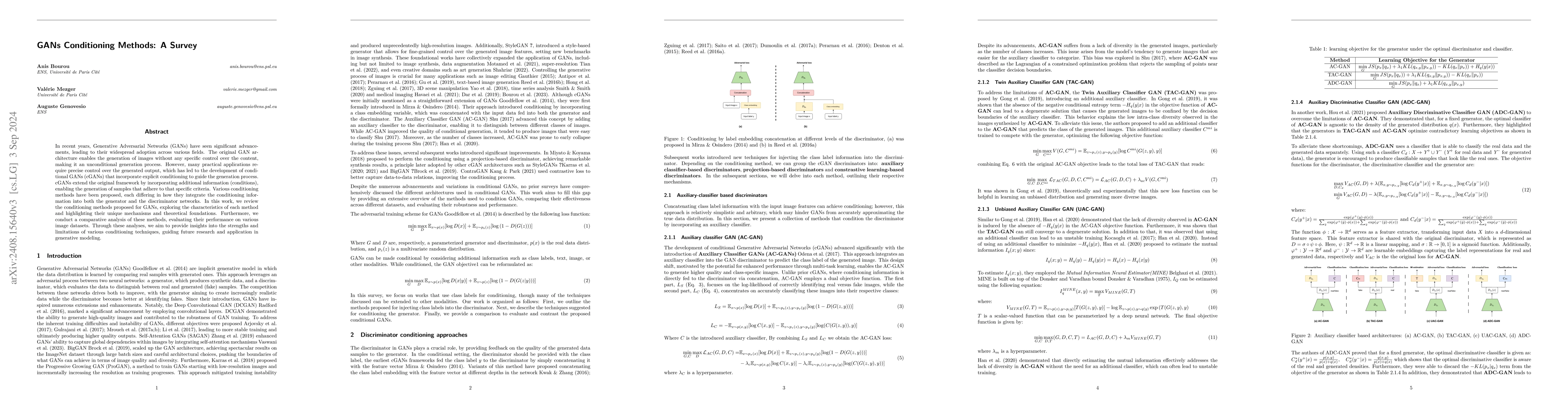 Thumbnail for GANs Conditioning Methods: A Survey
