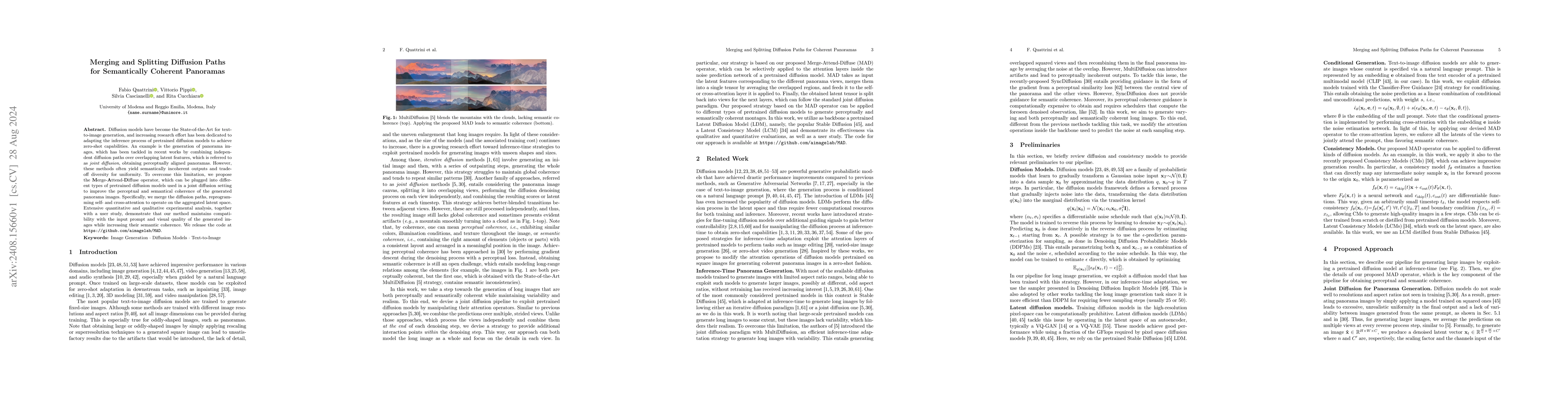 Thumbnail for Merging and Splitting Diffusion Paths for Semantically Coherent
  Panoramas