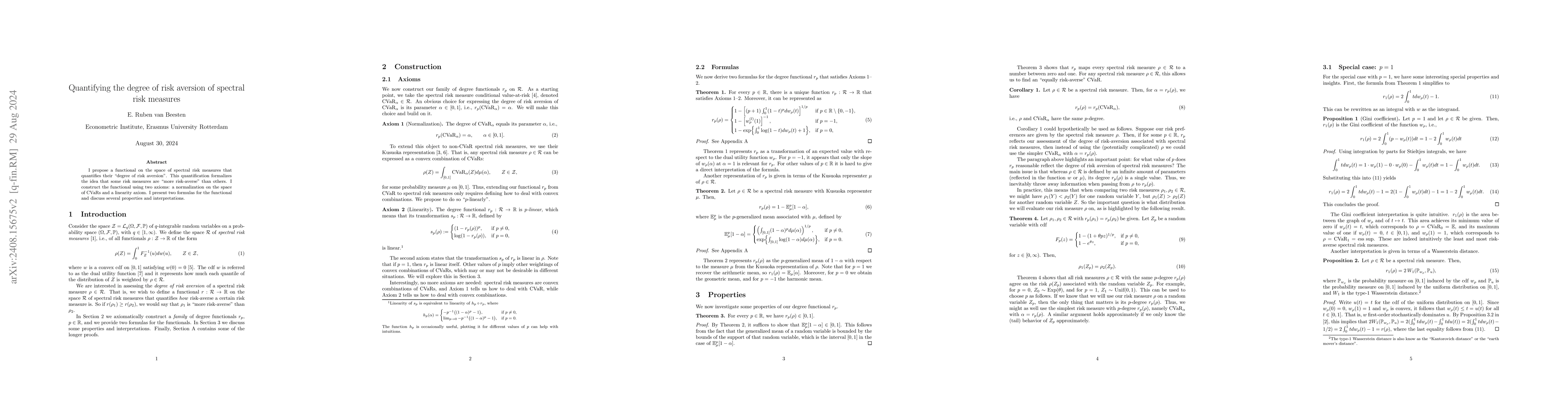 Thumbnail for Quantifying the degree of risk aversion of spectral risk measures