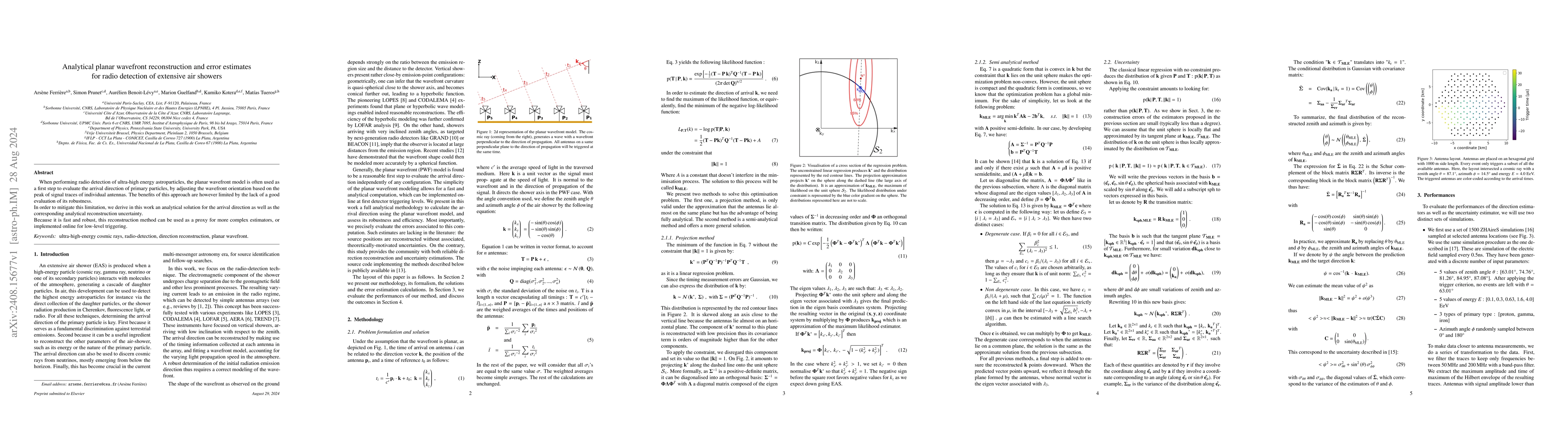 Thumbnail for Analytical planar wavefront reconstruction and error estimates for radio
  detection of extensive air showers