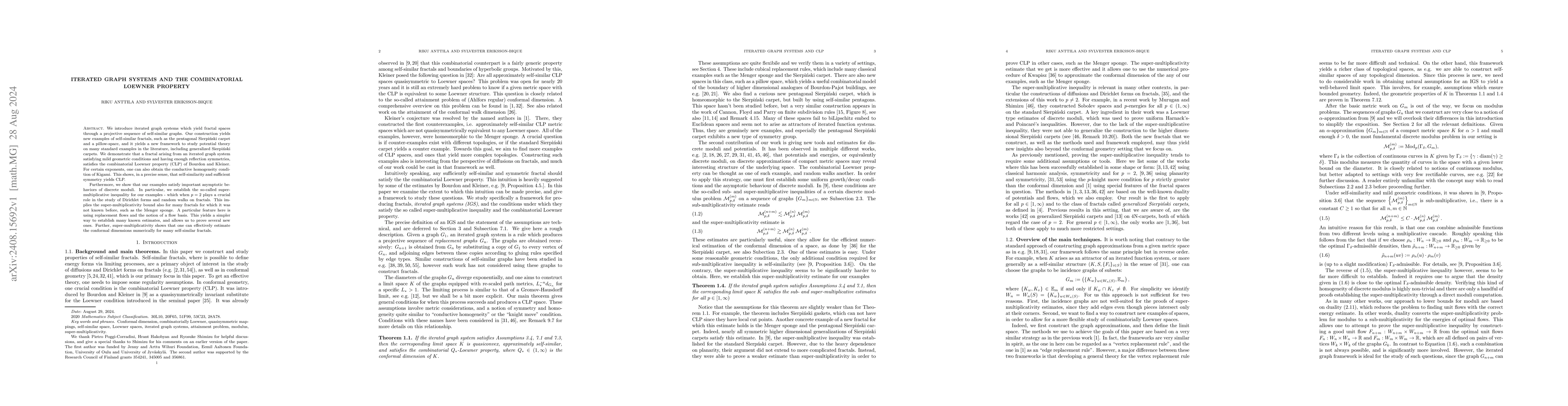 Thumbnail for Iterated graph systems and the combinatorial Loewner property