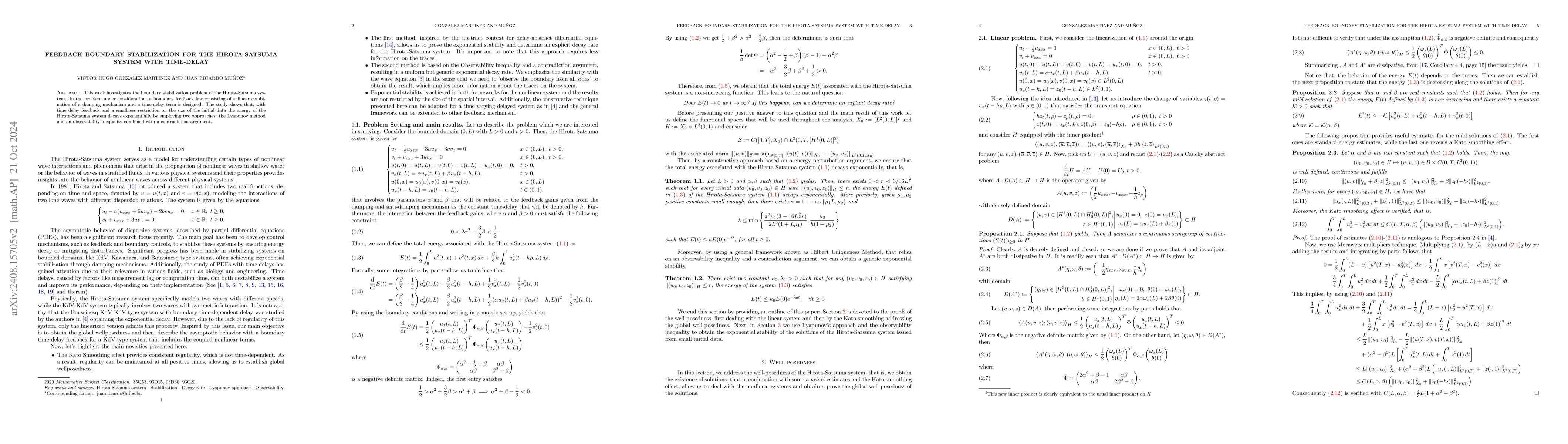Thumbnail for Feedback boundary stabilization for the Hirota-Satsuma system with
  time-delay