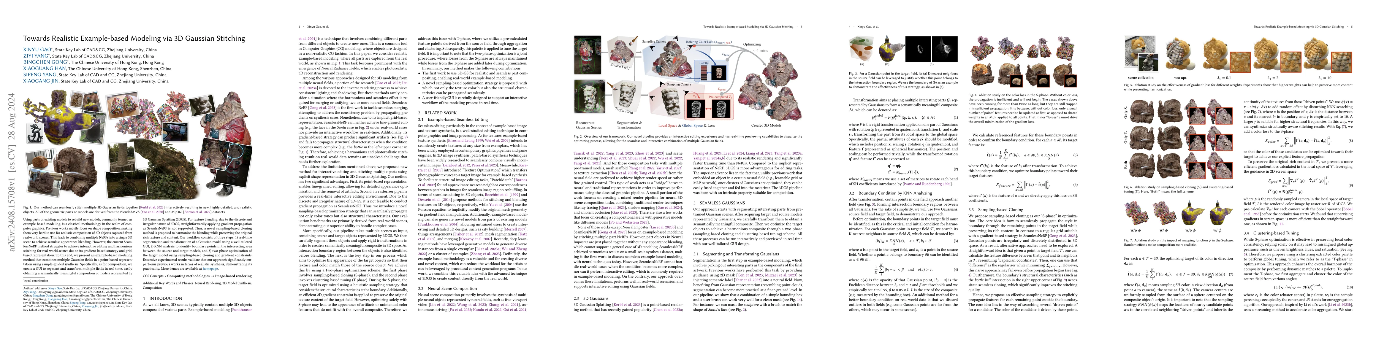 Thumbnail for Towards Realistic Example-based Modeling via 3D Gaussian Stitching