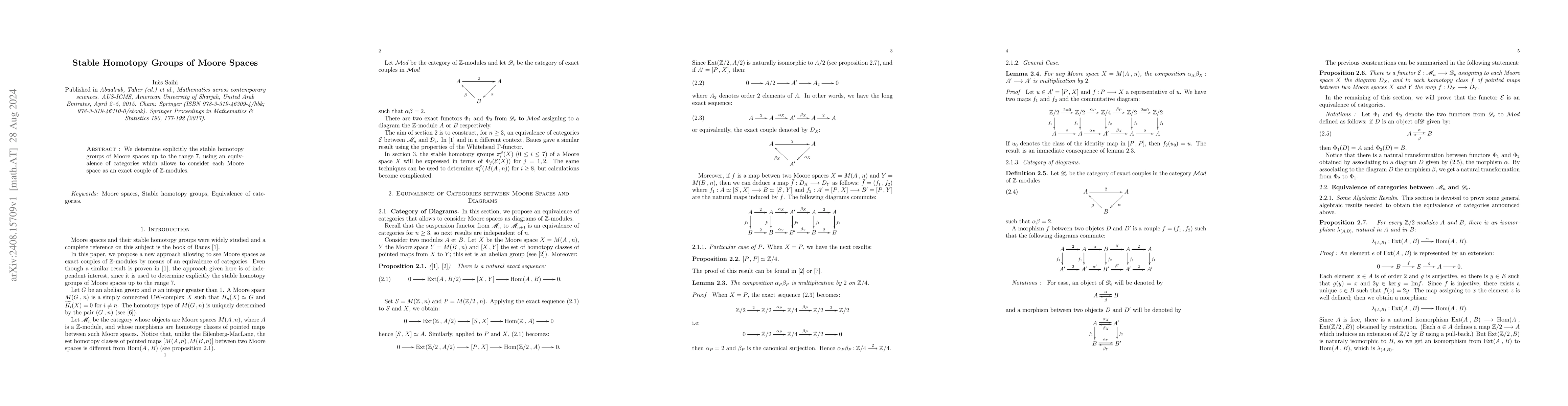 Thumbnail for Stable Homotopy Groups of Moore Spaces