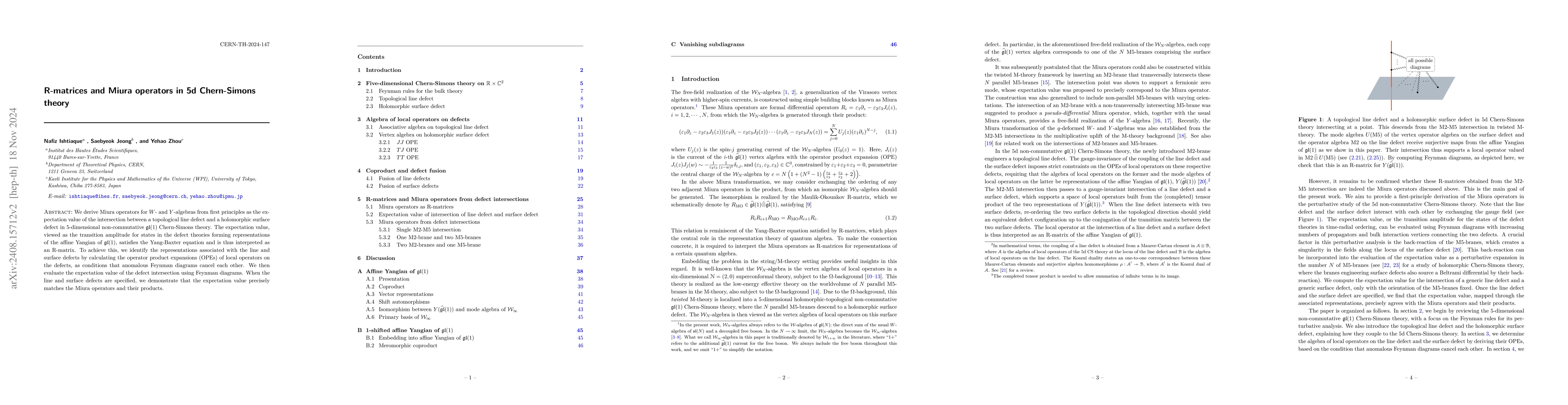 Thumbnail for R-matrices and Miura operators in 5d Chern-Simons theory
