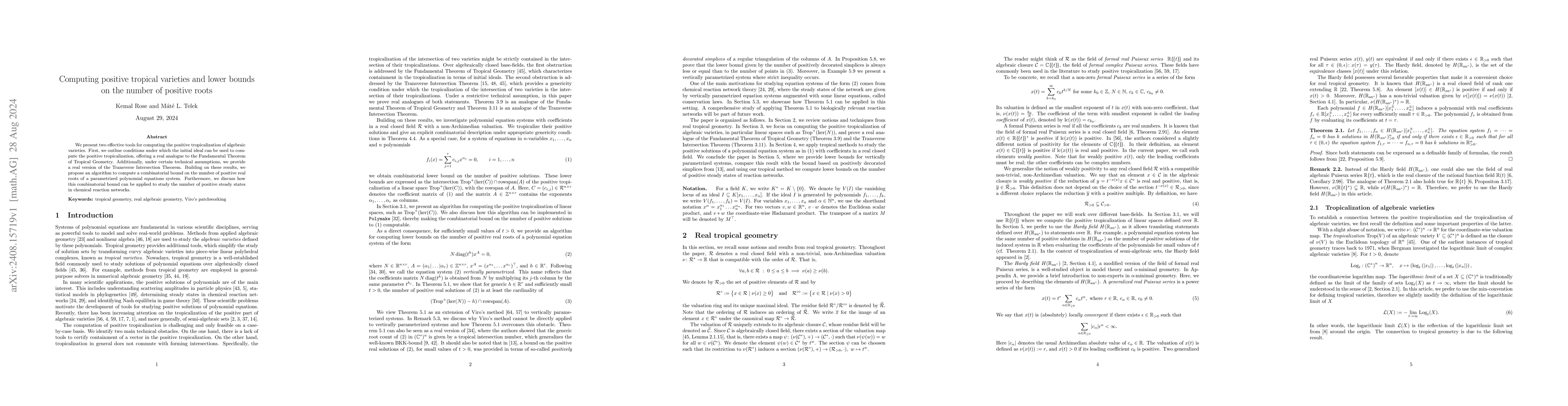 Thumbnail for Computing positive tropical varieties and lower bounds on the number of
  positive roots