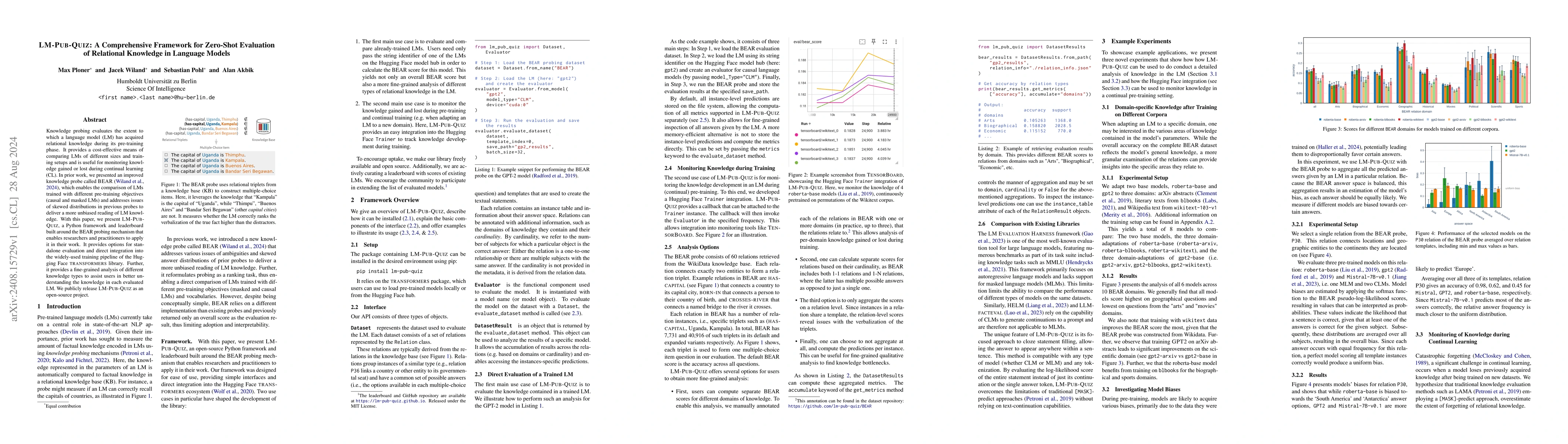 Thumbnail for LM-PUB-QUIZ: A Comprehensive Framework for Zero-Shot Evaluation of
  Relational Knowledge in Language Models