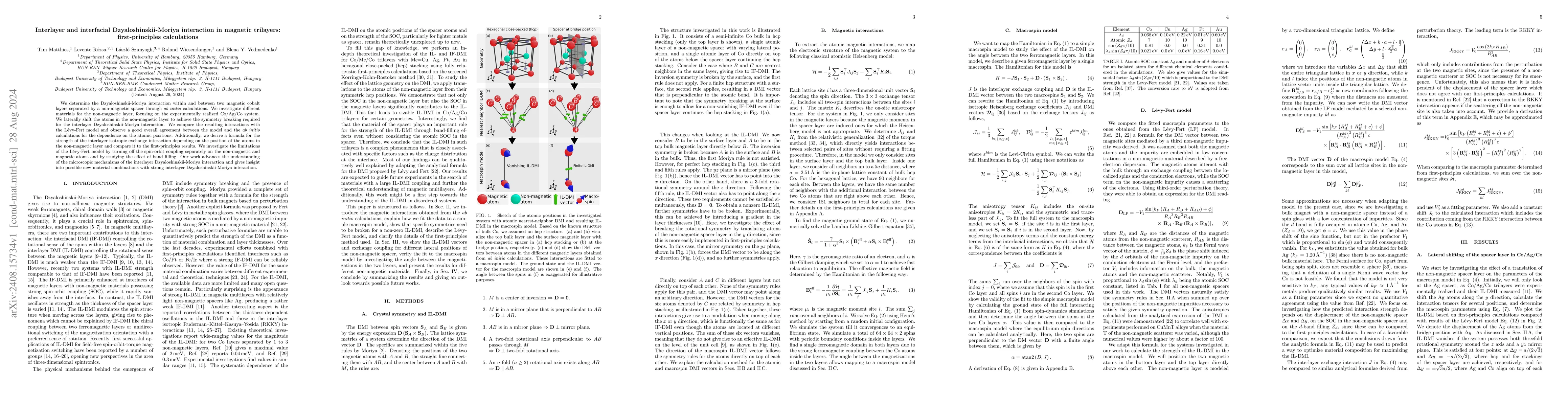 Thumbnail for Interlayer and interfacial Dzyaloshinskii-Moriya interaction in magnetic
  trilayers: first-principles calculations