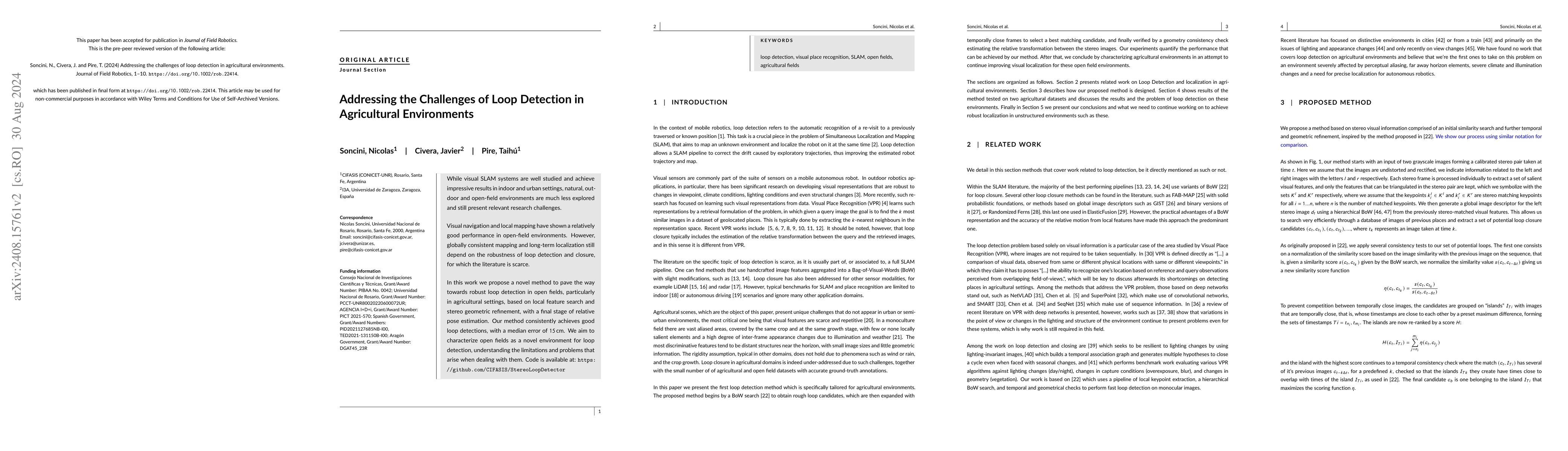 Thumbnail for Addressing the challenges of loop detection in agricultural environments