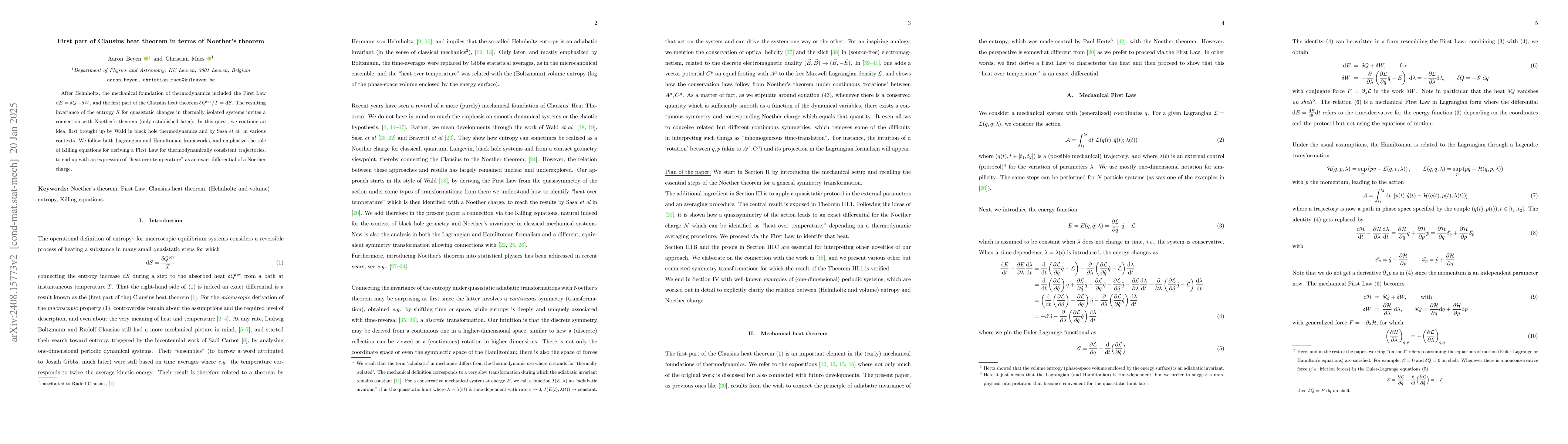 Thumbnail for First part of Clausius heat theorem in terms of Noether's theorem