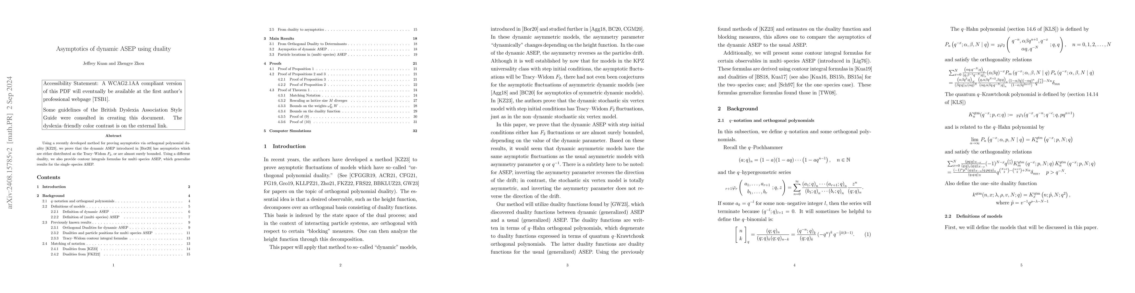Thumbnail for Asymptotics of dynamic ASEP using duality