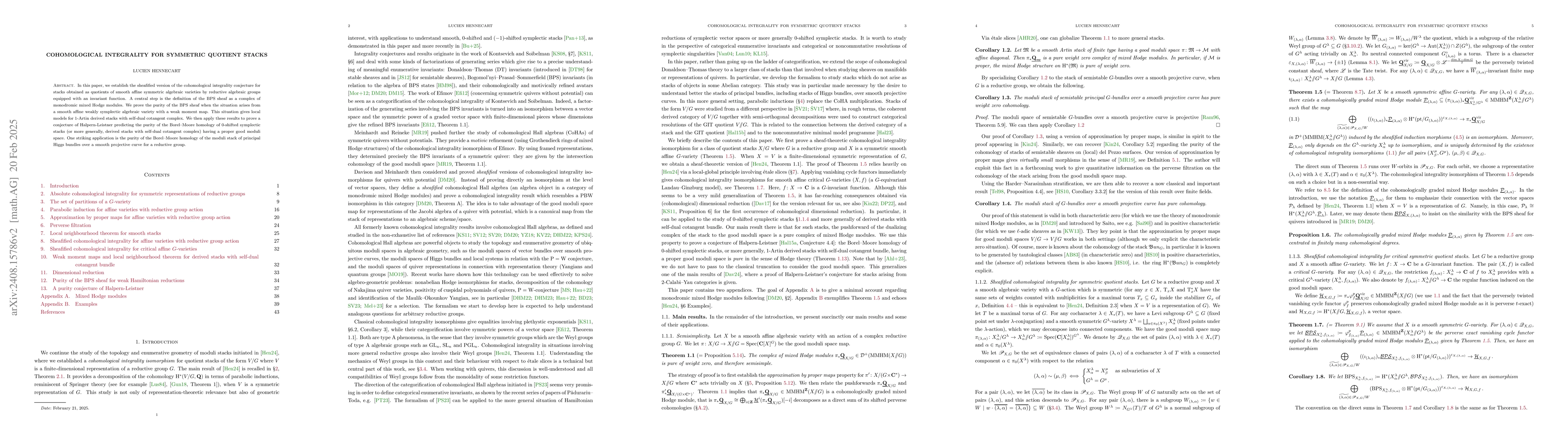 Thumbnail for Cohomological integrality for symmetric quotient stacks