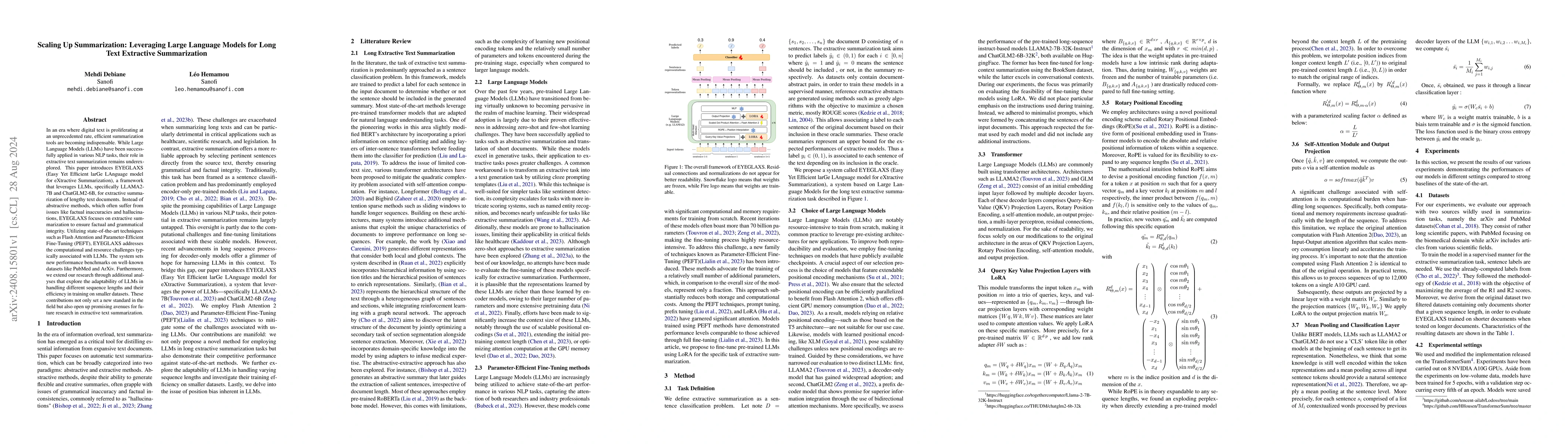 Thumbnail for Scaling Up Summarization: Leveraging Large Language Models for Long Text
  Extractive Summarization