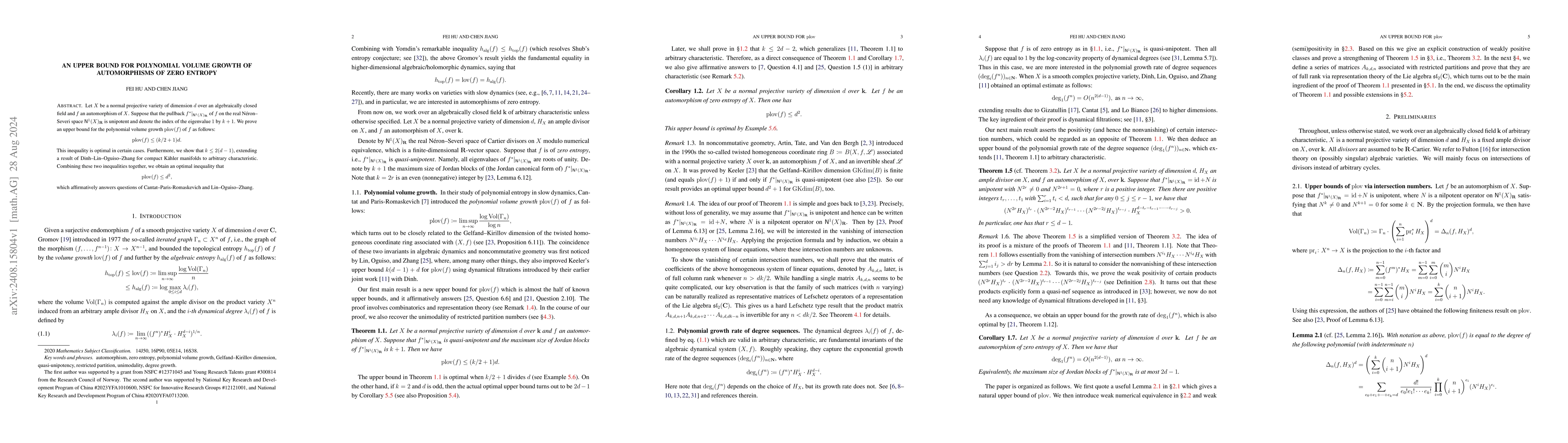 Thumbnail for An upper bound for polynomial volume growth of automorphisms of zero
  entropy
