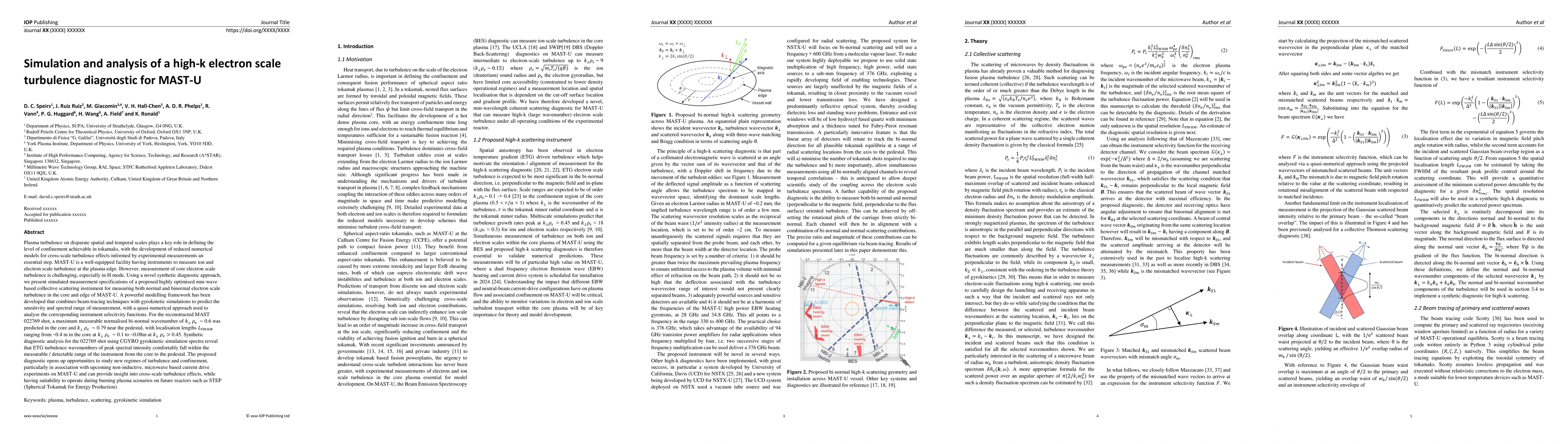Thumbnail for Simulation and analysis of a high-k electron scale turbulence diagnostic
  for MAST-U