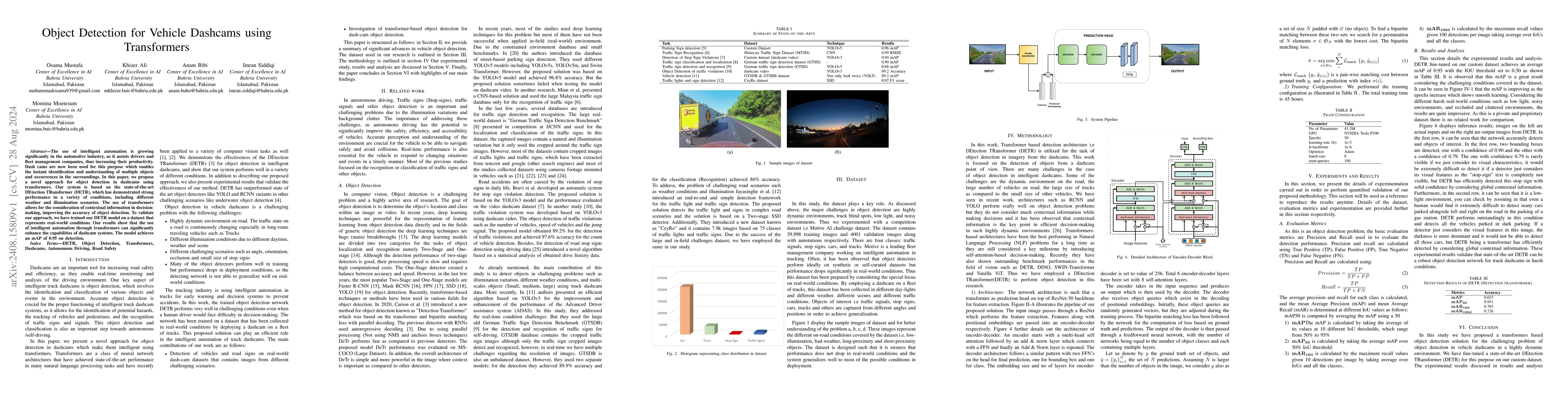 Thumbnail for Object Detection for Vehicle Dashcams using Transformers