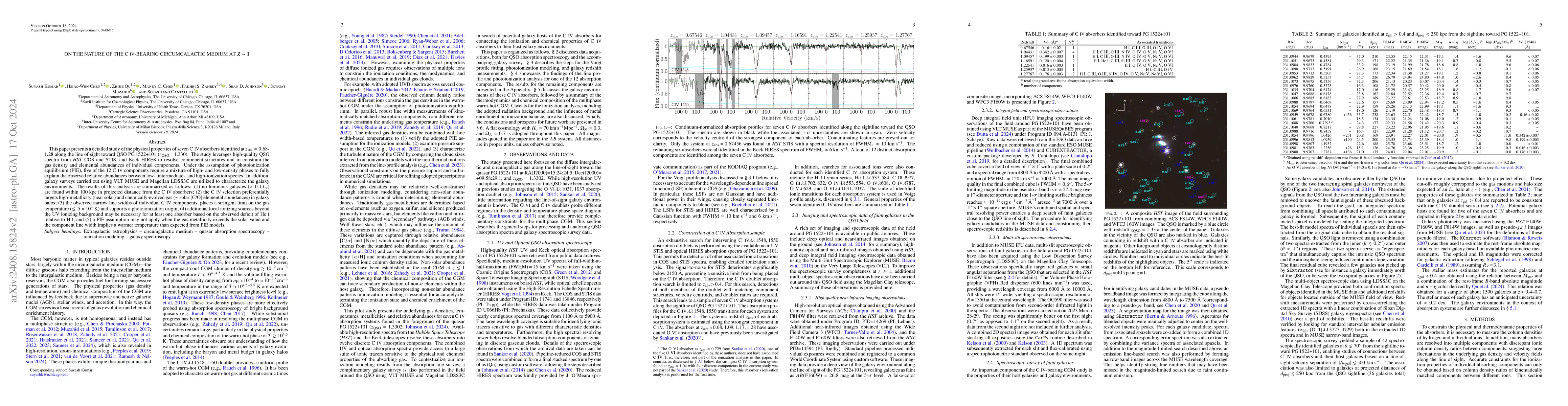 Thumbnail for On the Nature of the C IV-bearing Circumgalactic Medium at z~1