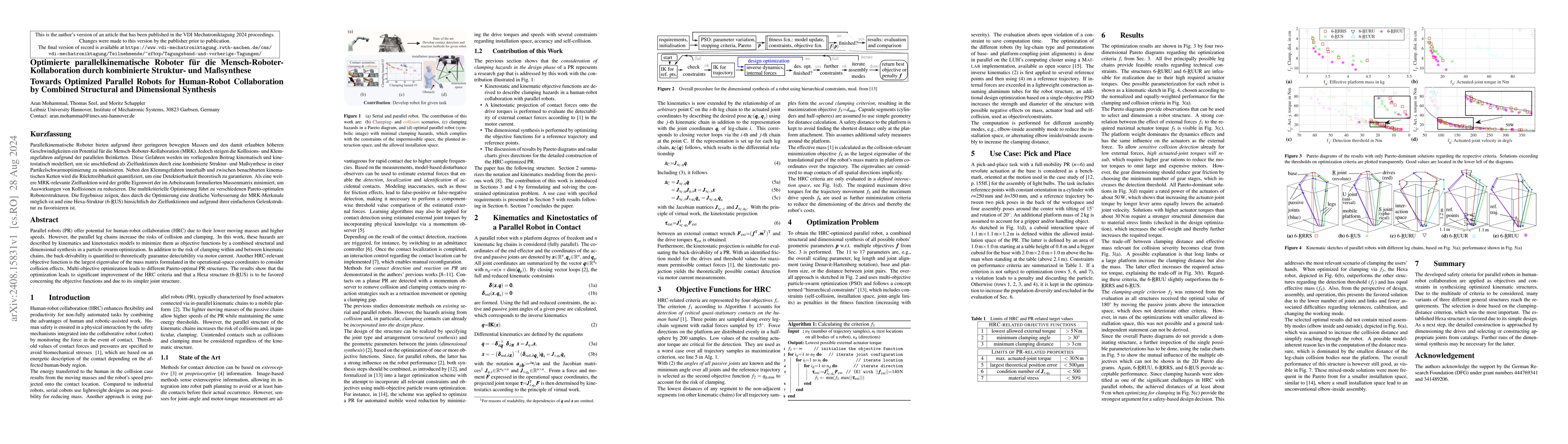 Thumbnail for Towards Optimized Parallel Robots for Human-Robot Collaboration by
  Combined Structural and Dimensional Synthesis