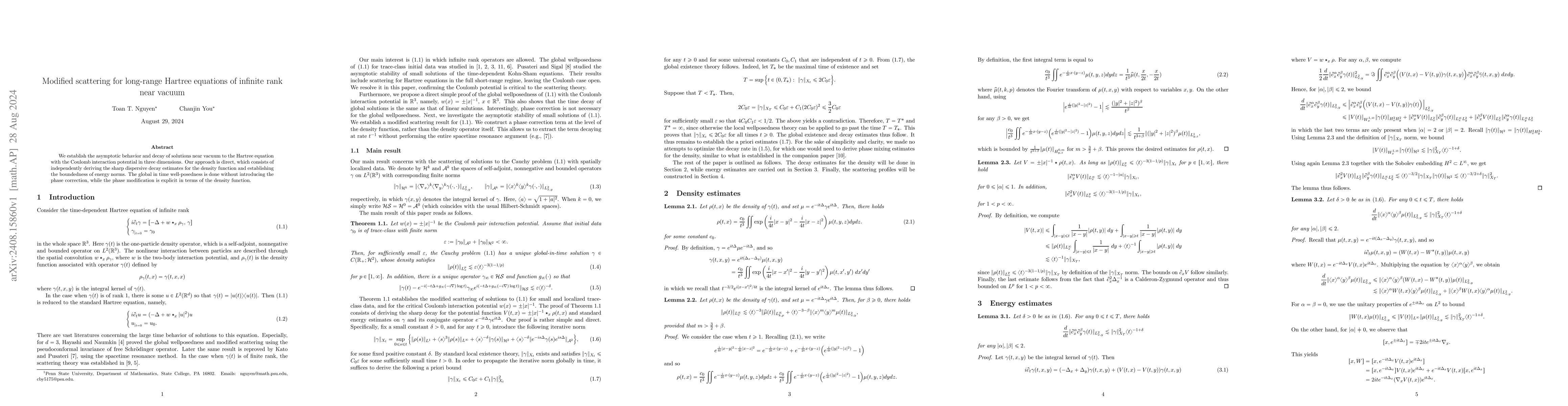 Thumbnail for Modified scattering for long-range Hartree equations of infinite rank
  near vacuum
