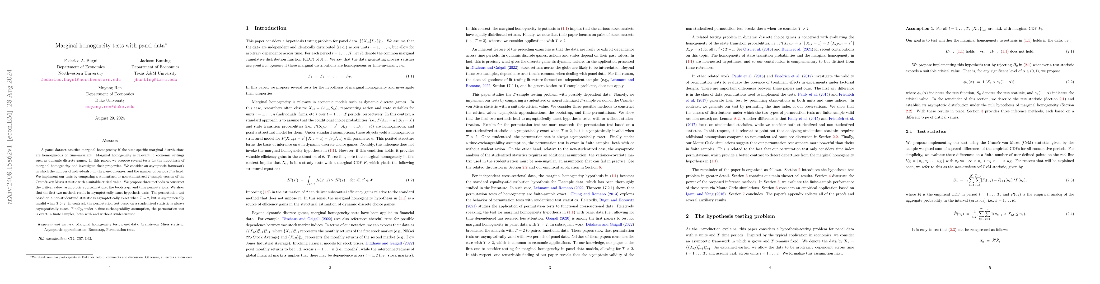 Thumbnail for Marginal homogeneity tests with panel data