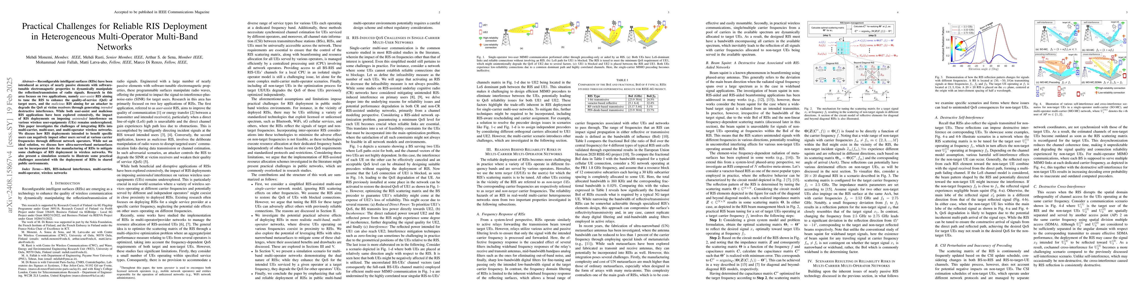 Thumbnail for Practical Challenges for Reliable RIS Deployment in Heterogeneous
  Multi-Operator Multi-Band Networks