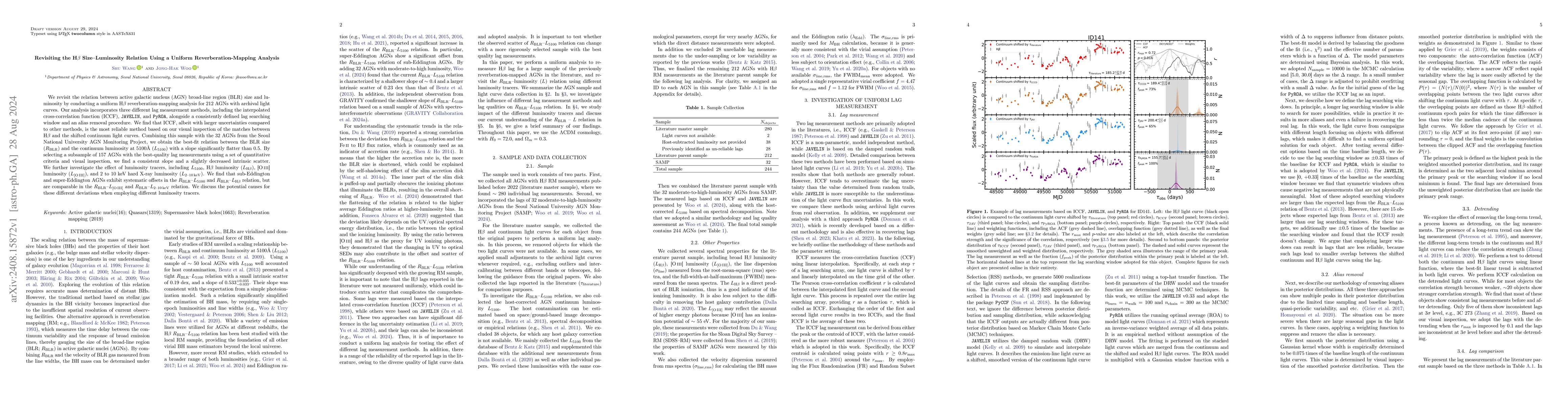 Thumbnail for Revisiting the H$β$ Size-Luminosity Relation Using a Uniform
  Reverberation-Mapping Analysis