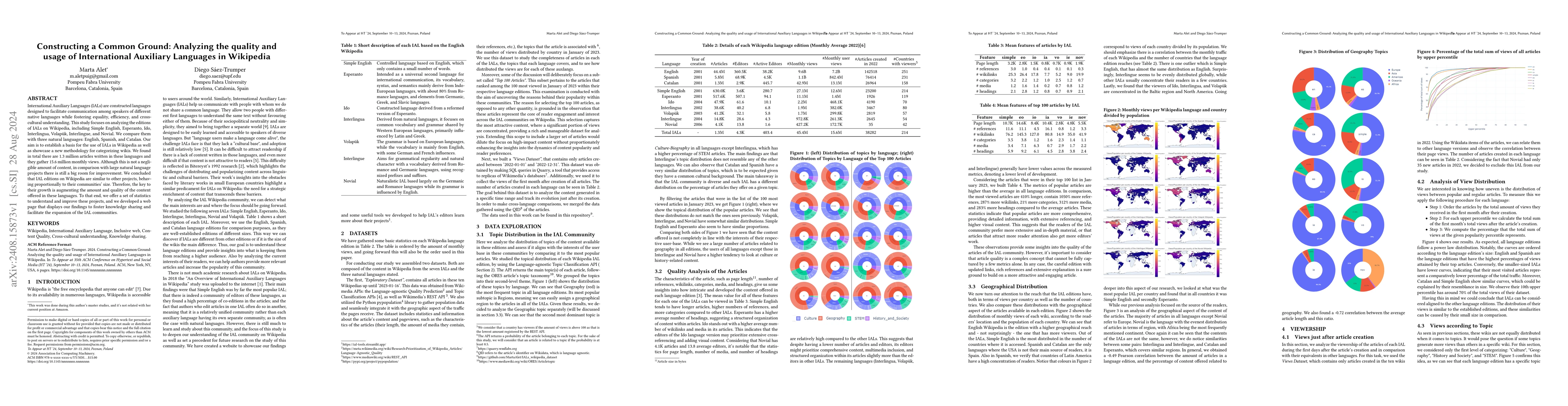 Thumbnail for Constructing a Common Ground: Analyzing the quality and usage of
  International Auxiliary Languages in Wikipedia