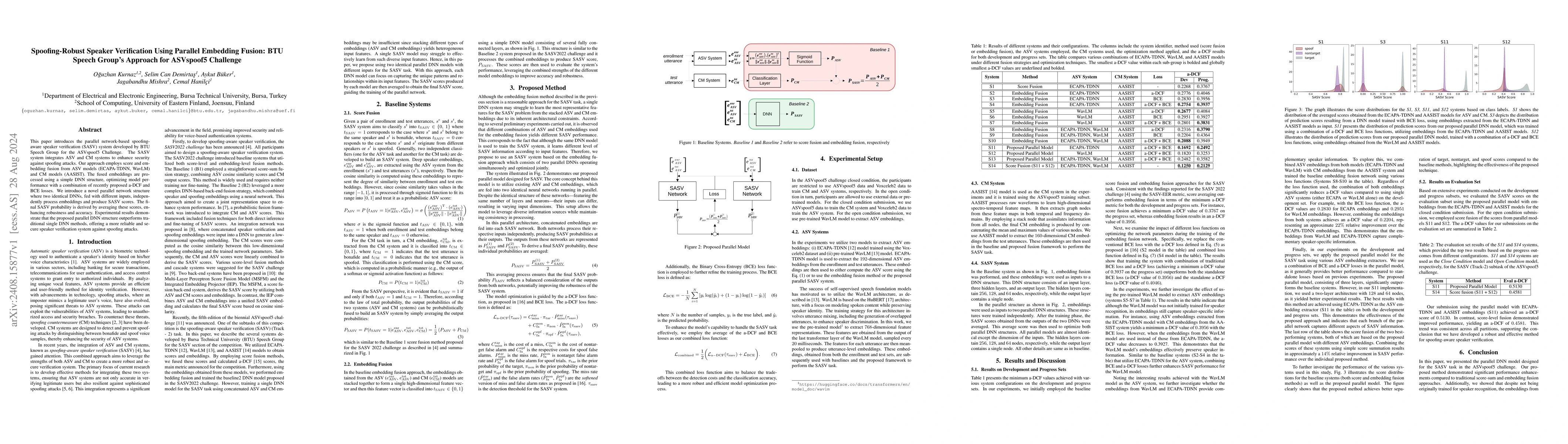 Thumbnail for Spoofing-Robust Speaker Verification Using Parallel Embedding Fusion:
  BTU Speech Group's Approach for ASVspoof5 Challenge