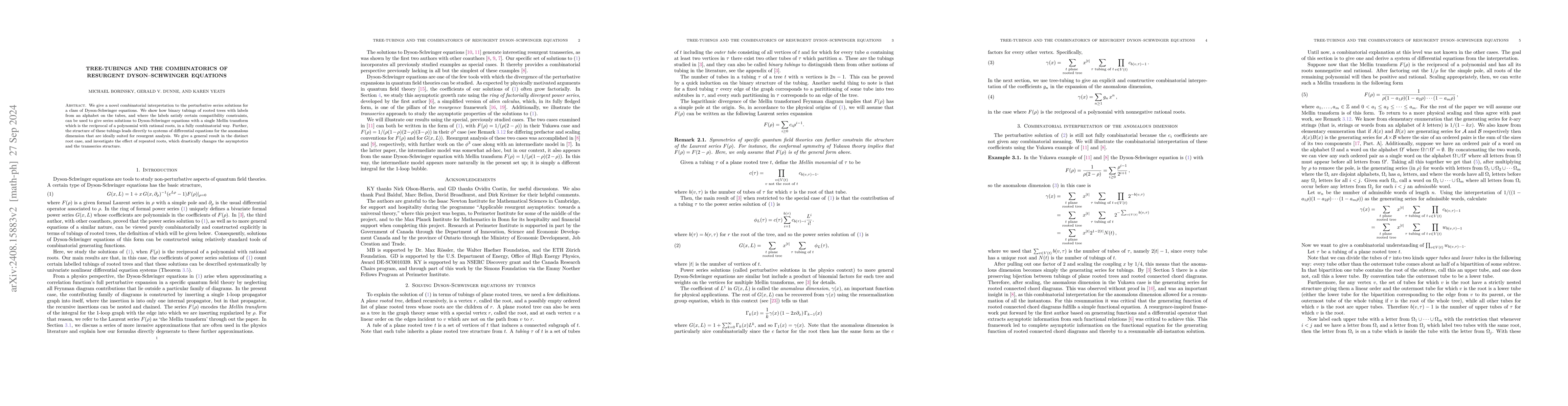 Thumbnail for Tree-tubings and the combinatorics of resurgent Dyson-Schwinger
  equations