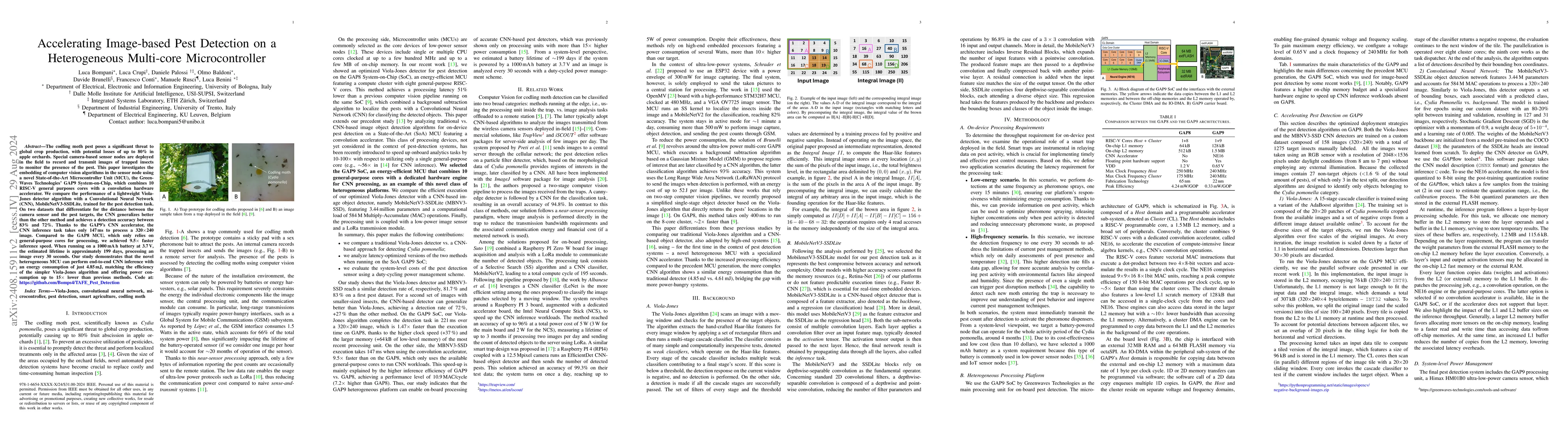 Thumbnail for Accelerating Image-based Pest Detection on a Heterogeneous Multi-core
  Microcontroller