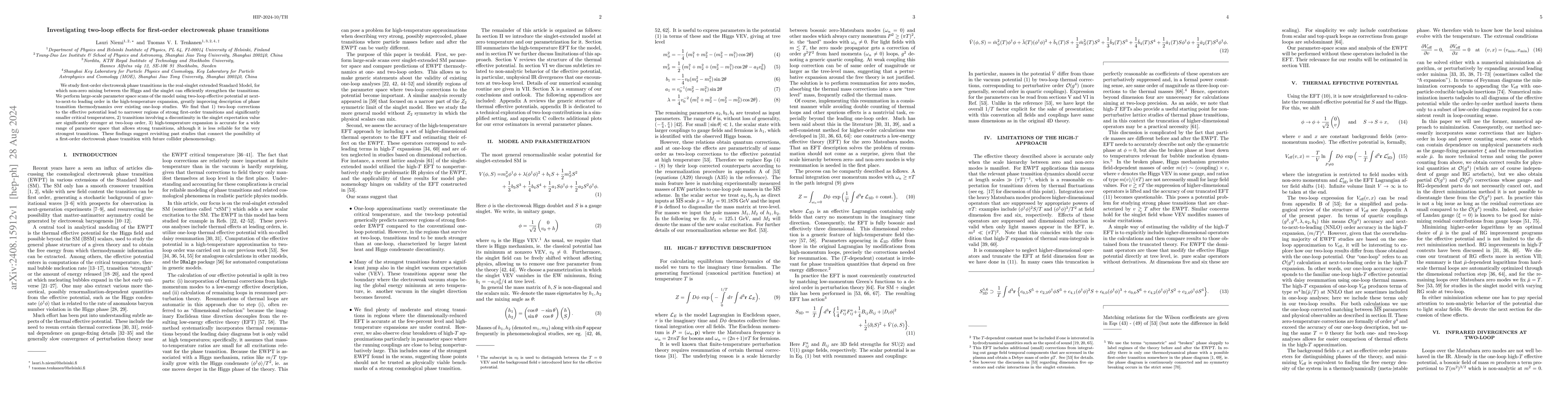 Thumbnail for Investigating two-loop effects for first-order electroweak phase
  transitions