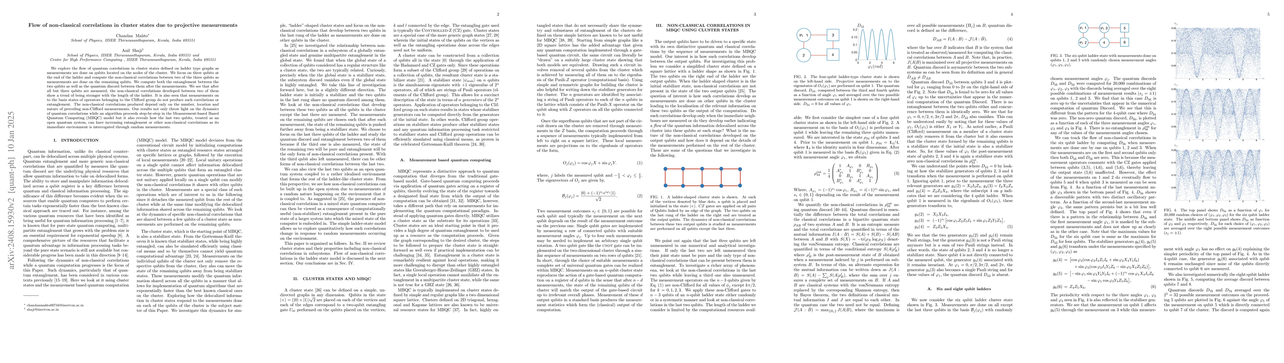 Thumbnail for Flow of non-classical correlations in cluster states due to projective
  measurements