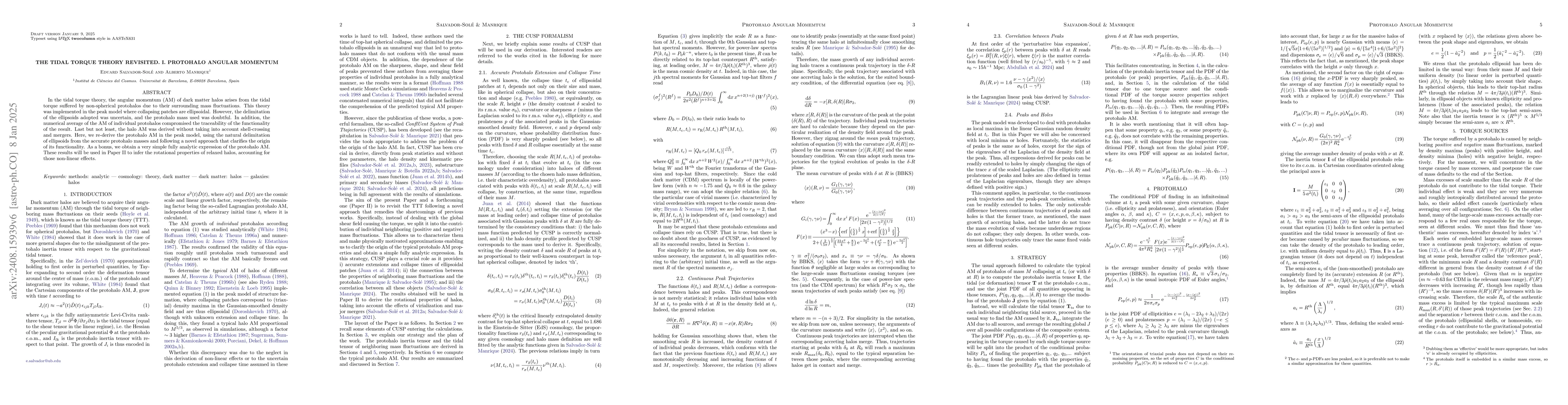 Thumbnail for The Tidal Torque Theory Revisited. I. Protohalo Angular Momentum