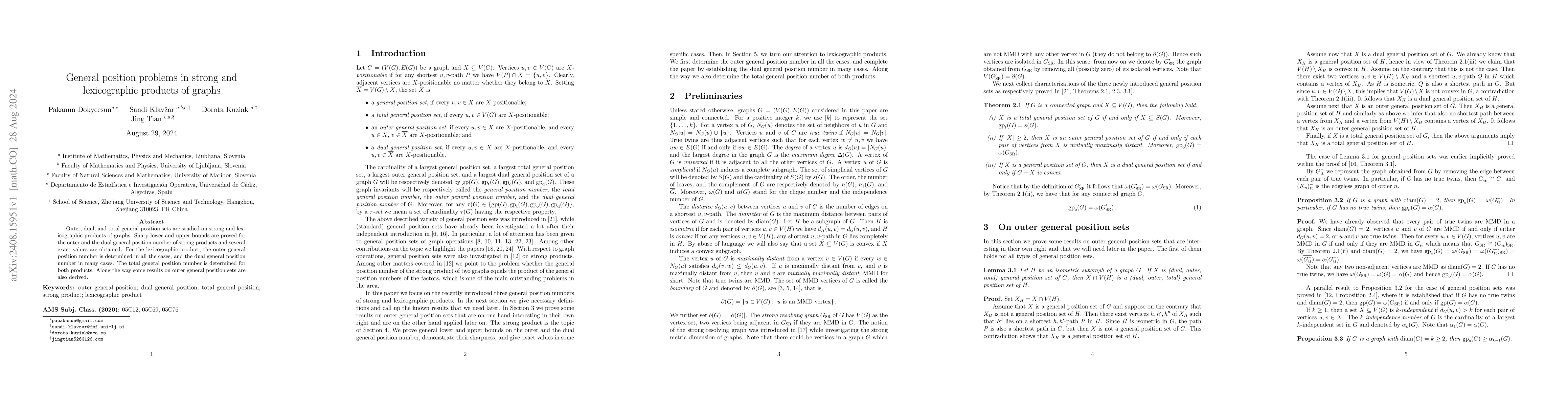 Thumbnail for General position problems in strong and lexicographic products of graphs