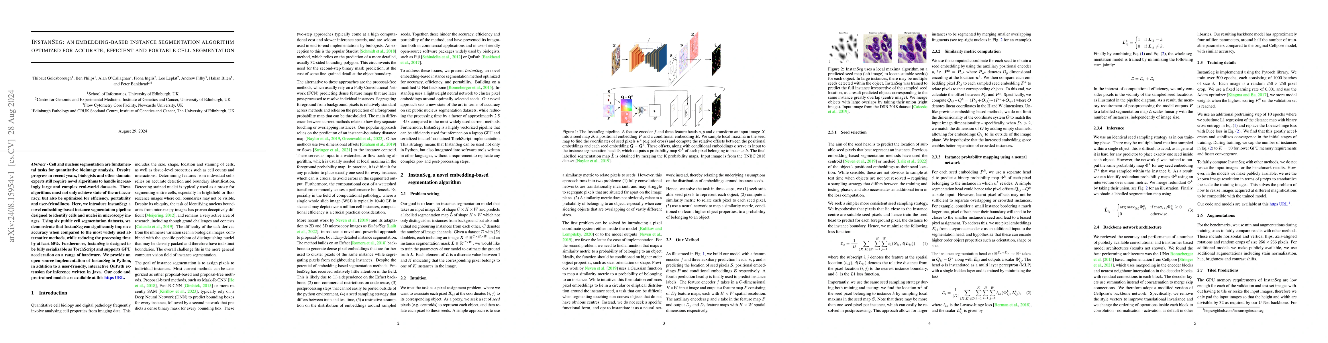 Thumbnail for InstanSeg: an embedding-based instance segmentation algorithm optimized
  for accurate, efficient and portable cell segmentation