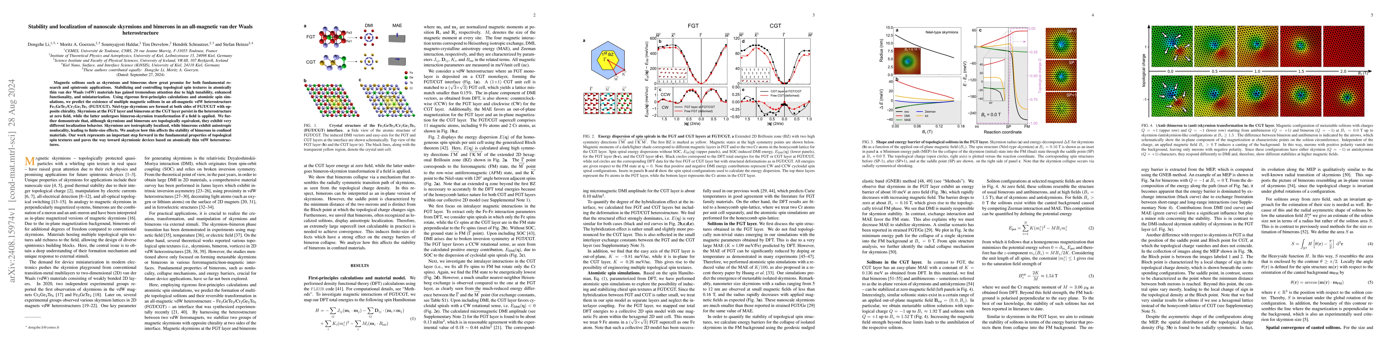 Thumbnail for Stability and localization of nanoscale skyrmions and bimerons in an
  all-magnetic van der Waals heterostructure