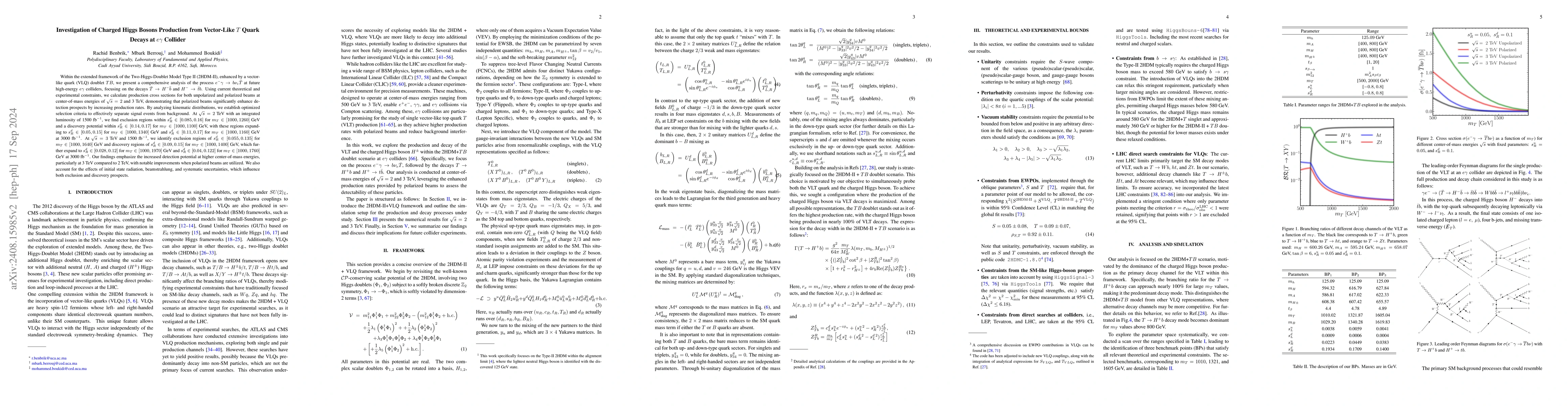 Thumbnail for Investigation of Charged Higgs Bosons Production from Vector-Like $T$
  Quark Decays at $eγ$ Collider