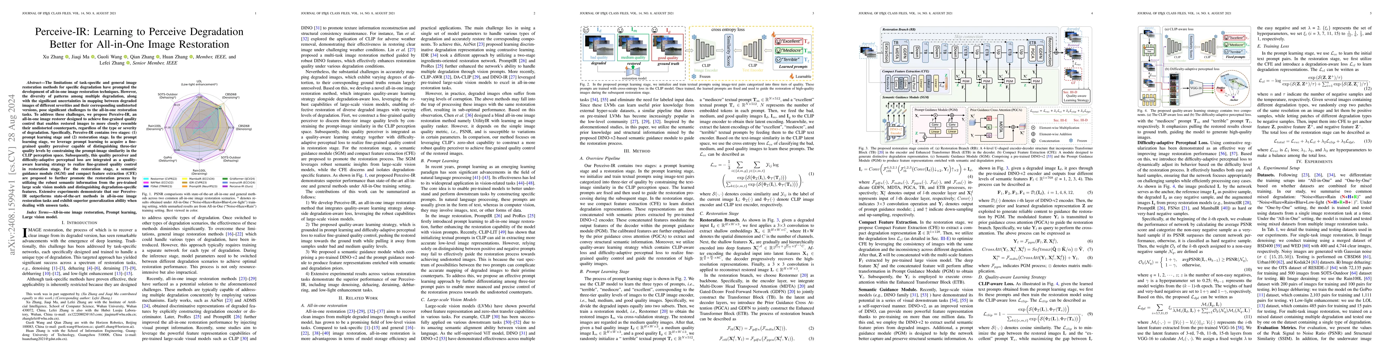Thumbnail for Perceive-IR: Learning to Perceive Degradation Better for All-in-One
  Image Restoration