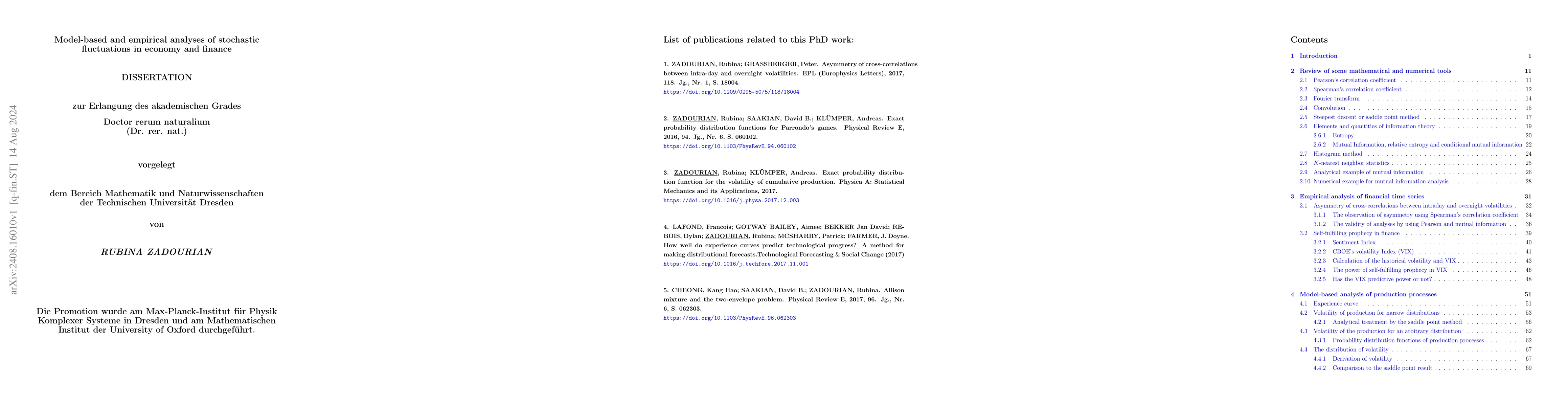 Thumbnail for Model-based and empirical analyses of stochastic fluctuations in economy
  and finance