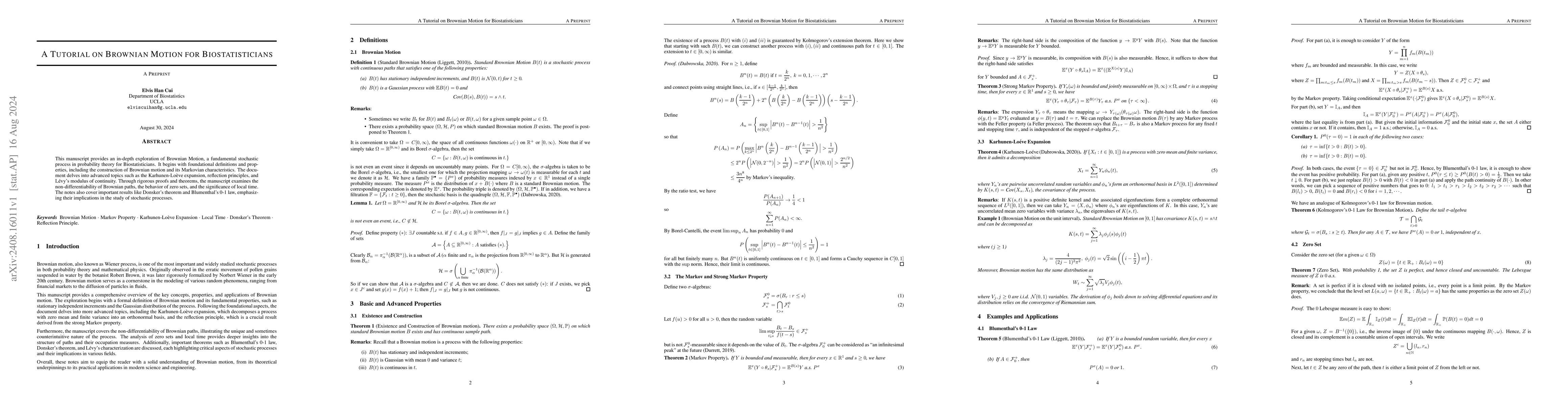 Thumbnail for A Tutorial on Brownian Motion for Biostatisticians