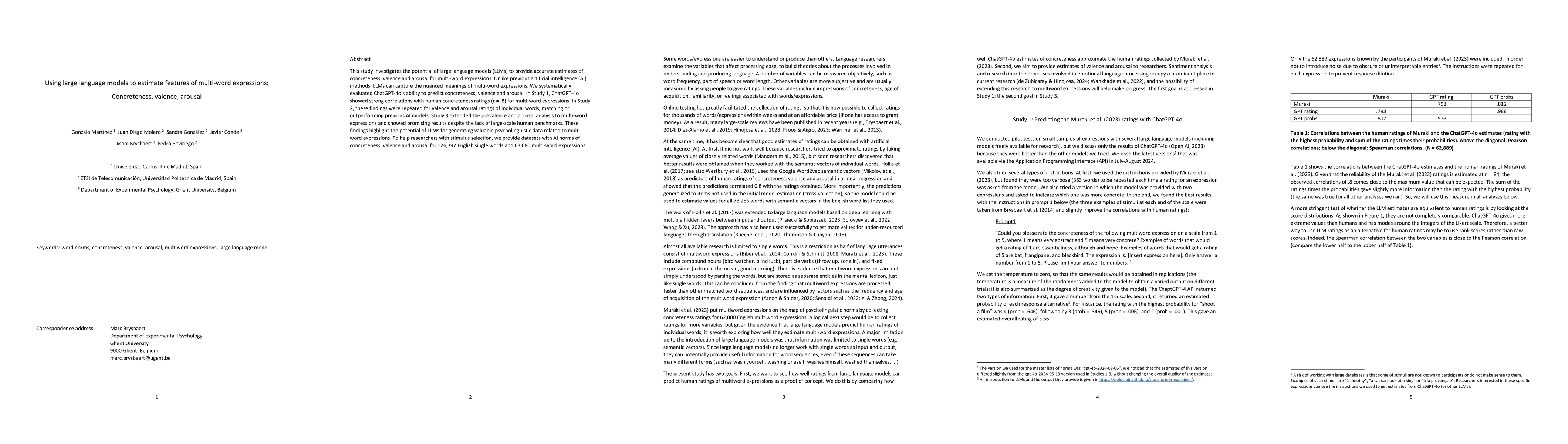 Thumbnail for Using large language models to estimate features of multi-word
  expressions: Concreteness, valence, arousal