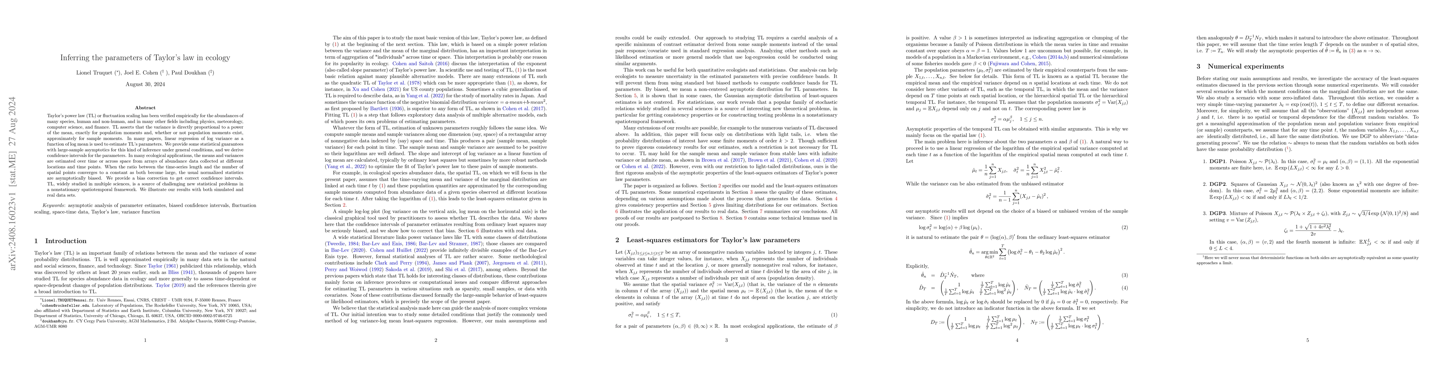 Thumbnail for Inferring the parameters of Taylor's law in ecology