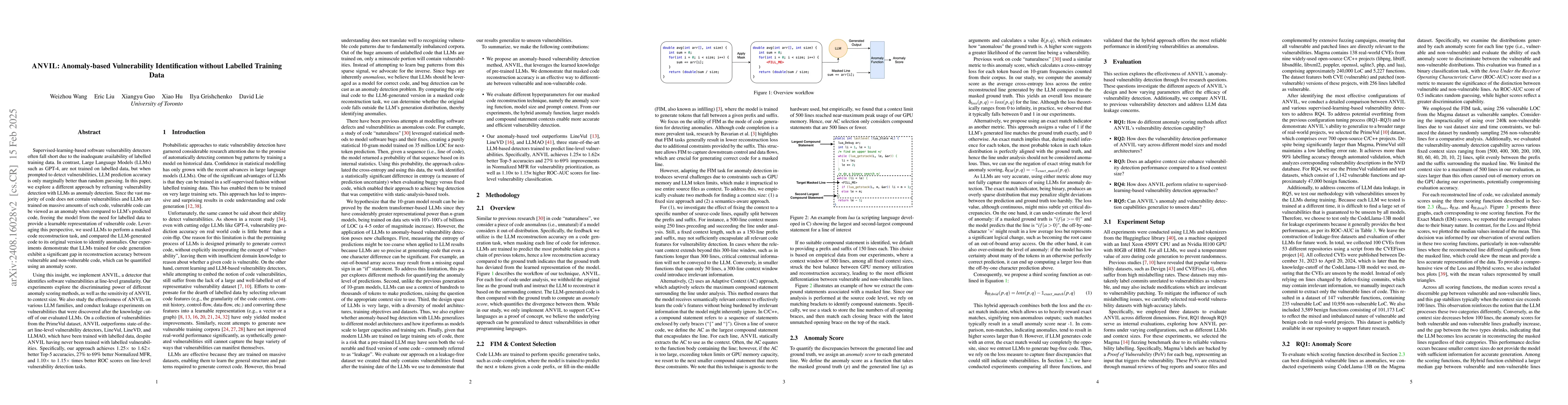 Thumbnail for ANVIL: Anomaly-based Vulnerability Identification without Labelled
  Training Data