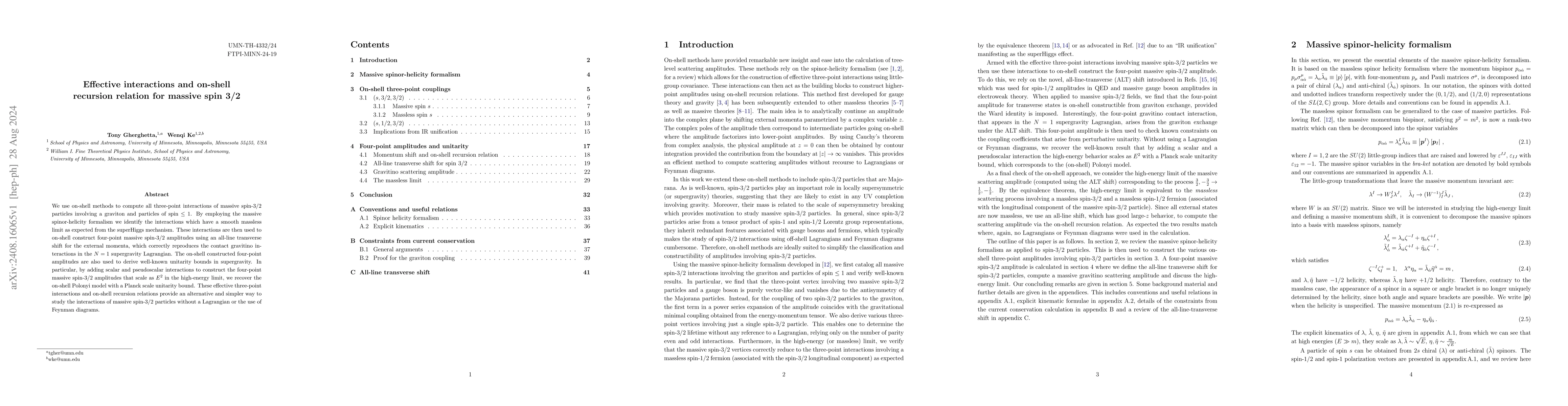 Thumbnail for Effective interactions and on-shell recursion relation for massive spin
  3/2