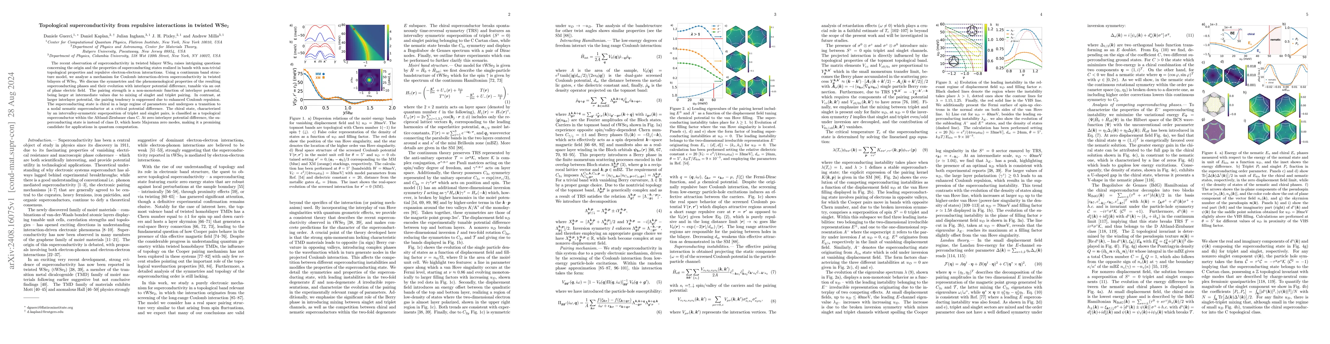 Thumbnail for Topological superconductivity from repulsive interactions in twisted
  WSe$_2$