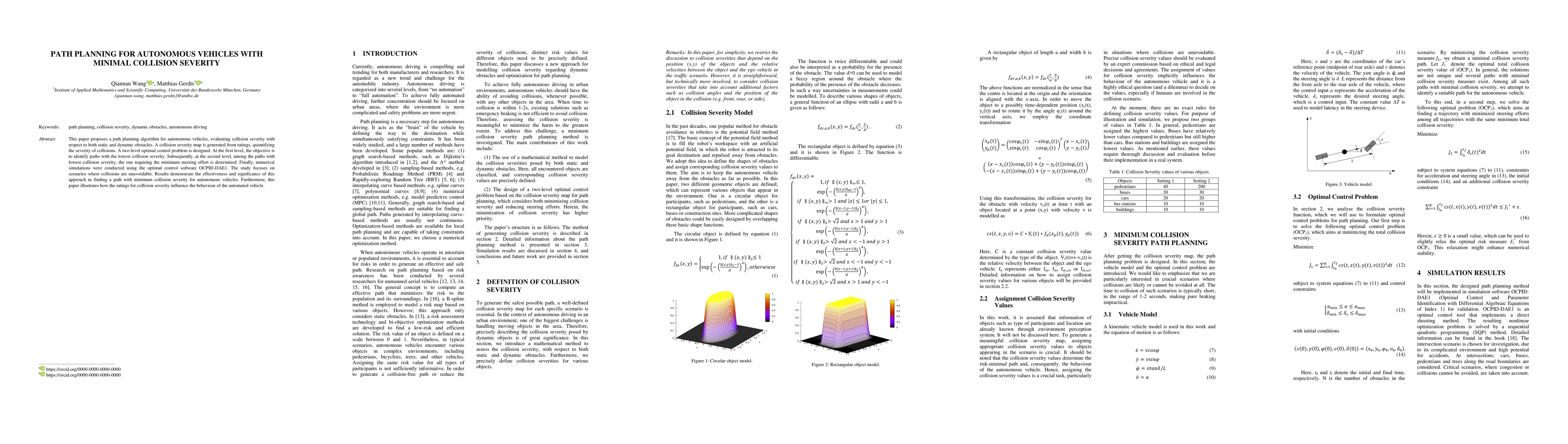 Thumbnail for Path planning for autonomous vehicles with minimal collision severity