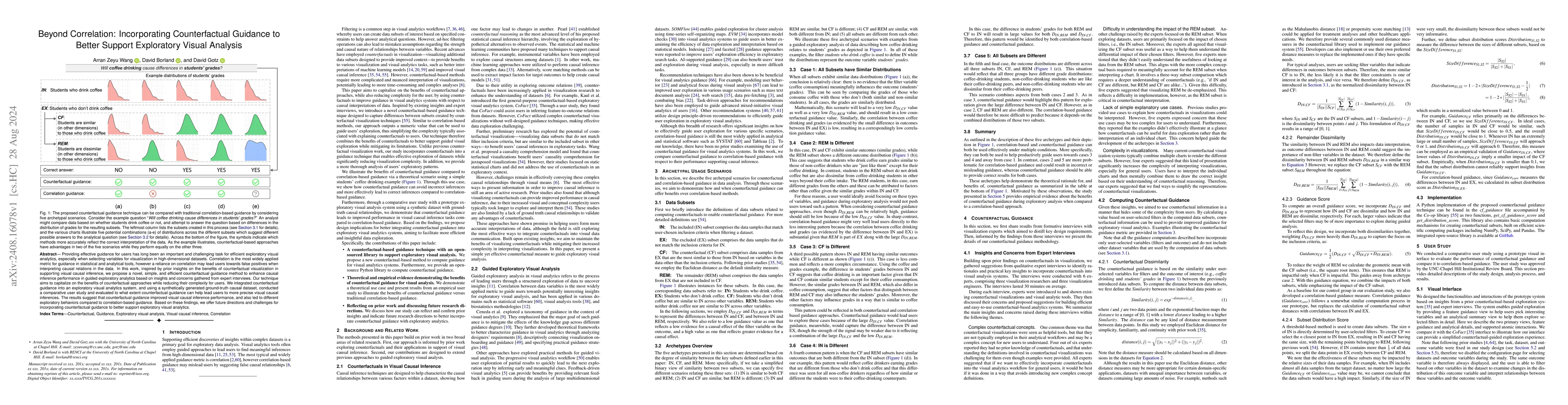 Thumbnail for Beyond Correlation: Incorporating Counterfactual Guidance to Better
  Support Exploratory Visual Analysis